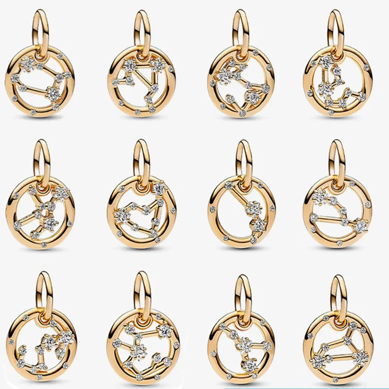 New 925 Silver Women's Twelve Constellations Pendant Suitable for Original Women's Bracelet Necklace DIY Fashion Jewelry Gift the twelve mile straight