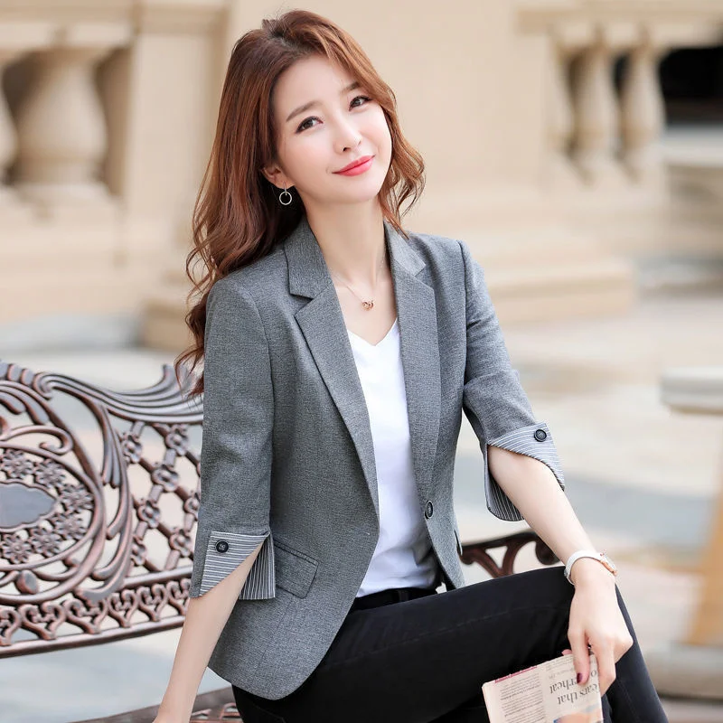 Women Blazer 2025 New Korean Spring Summer Fashion Three-Quarter