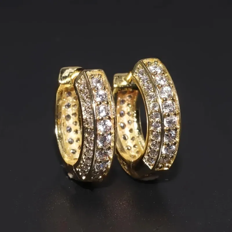 Light Luxury Micro Pave Zircon Hoop Earrings for Women Men Delicate Trendy Tiny Huggies Jewelry Gifts