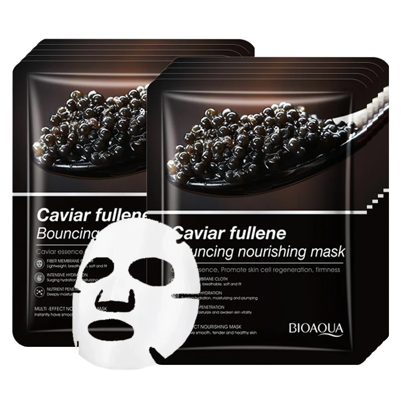Mascarilla Facial BIOAQUA Caviar Fullene, 10 piezas, hidratante
