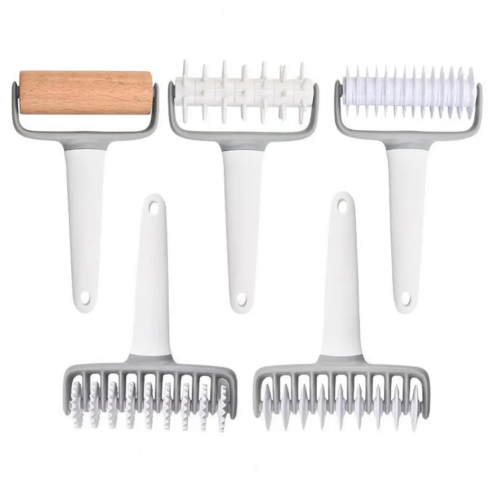 Turning Smooth Baking Tool 1 Set 5 Colors Cookie Cake Net Dough Roller Cutter Pizza Dough Roller Cutter for Restaurant