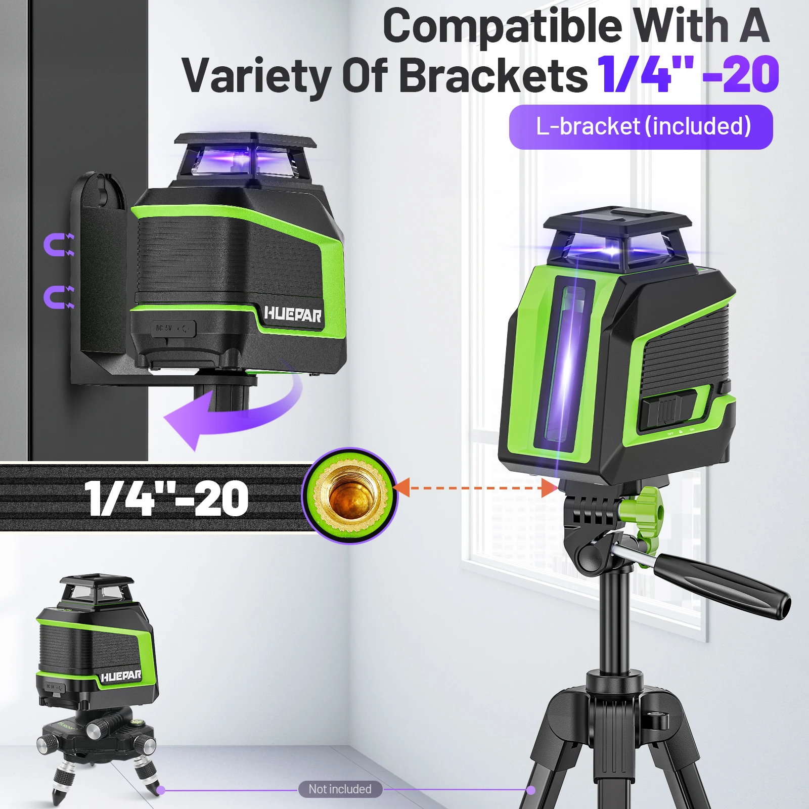 Purple Laser Level Horizontal Vertical Self-Leveling Cross Lines Laser Tool With