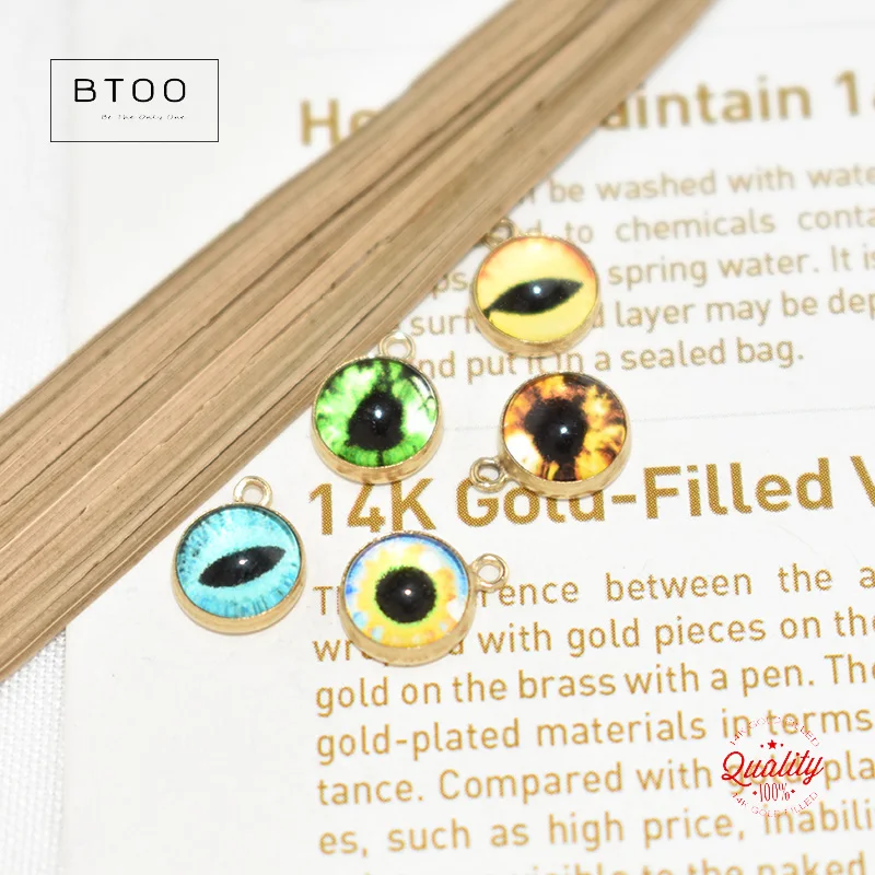 new 14K Gold Filled 6mm Evil Eye Pendant / Connector /V Connector For Necklace DIY Jewelry Hypoallergenic Jewelry Accessory