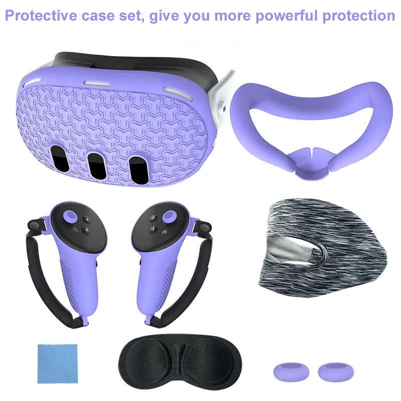 

7PCS Set VR Protective Shell For Meta Quest 3 Replacement Anti-Leakage Nose Pad VR Accessories Lens Cover