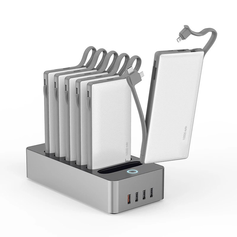 도마스 공유 파워뱅크 6개 10000mAh 대용량 고속 충전 파워뱅크 내장 데이터 케이블 휴대폰용