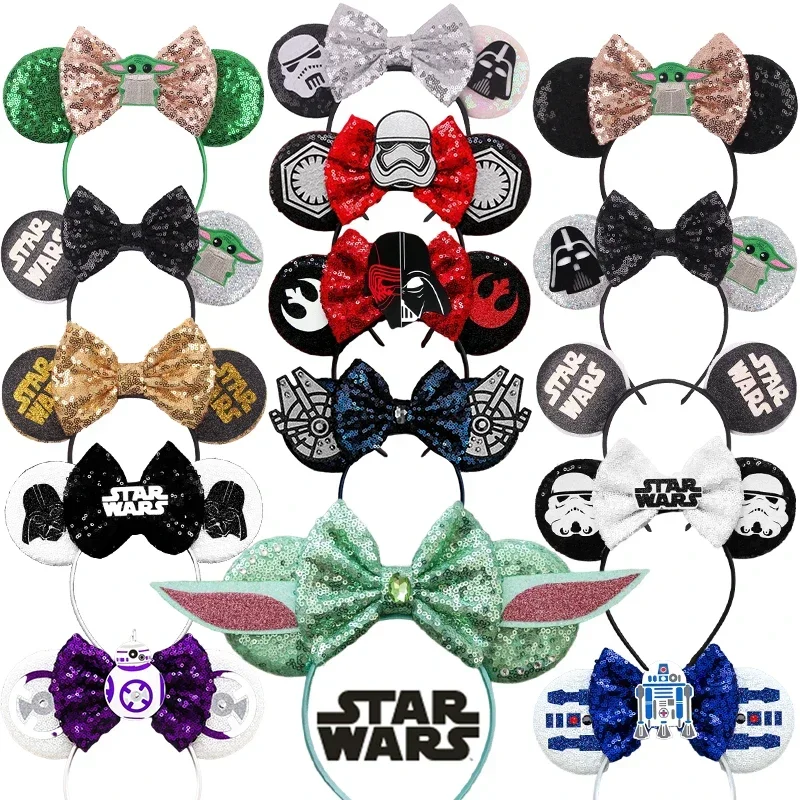 Disney Marvel Star Wars Ear Headbands for Adults Grogu Master Yoda Ears Hairbands Women Bow Hair Accessories Girls Kids Headwear marvel superhero spider man headbands kids avengers ears hair accessories women iron man captain america s shield head band girl