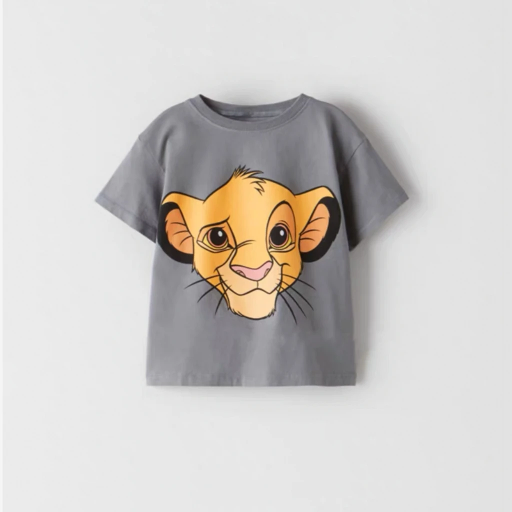 Simba Pattern Boys T-shirt Summer Kids Clothing Fashion Loose Tees Tops Children Clothes Cartoon Short Sleeve Tops Boys' Tshirts 2