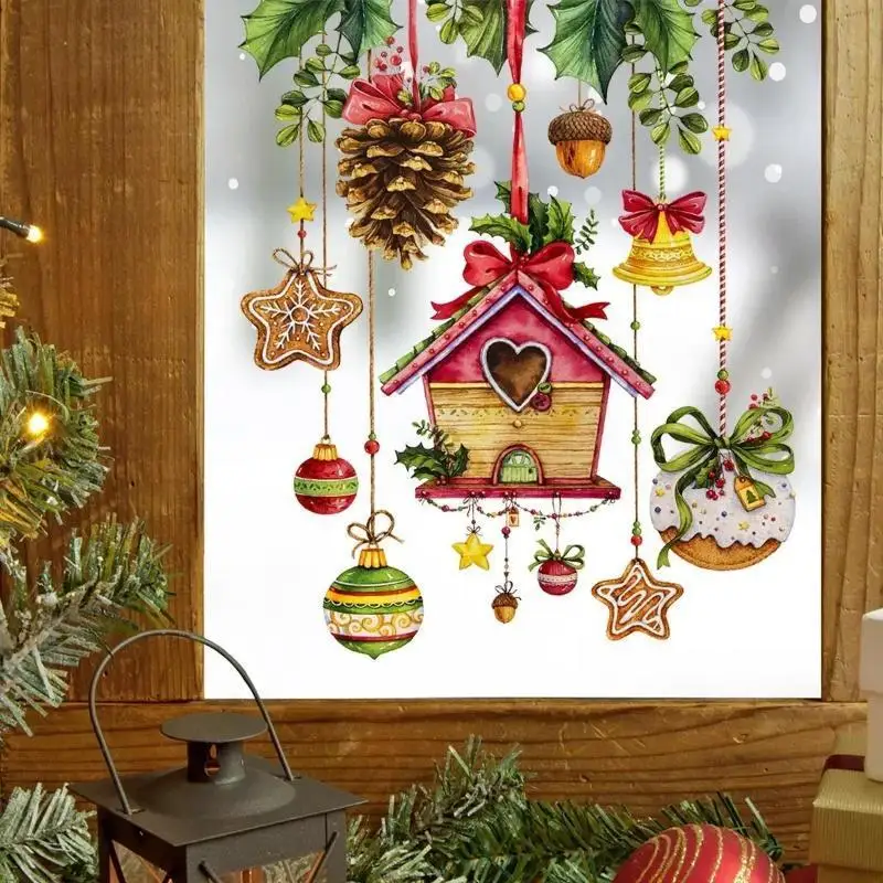 Creative Christmas House Wall Stickers Home Holiday Decorations Christmas Series Self-adhesive Wall Stickers Christmas Stickers