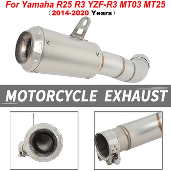Slip-On For YAMAHA YZF-R3 R3 R25 MT-03 MT03 MT-25 Motorcycle Exhaust Escape Full System Muffler Middle Pipe With Laser Marker