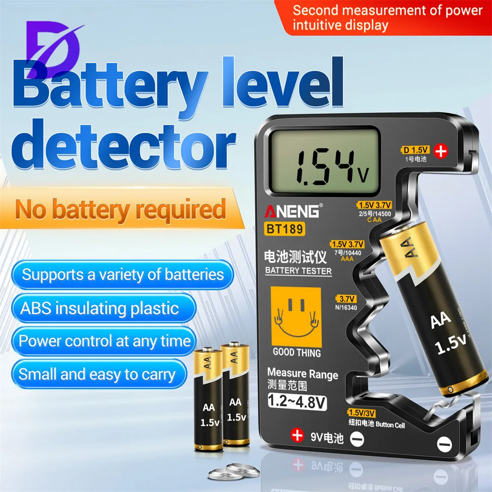 ANENG 배터리 테스터 LCD 디스플레이 범용 배터리 검사기, AA AAA, 9V, 1.5V, 3V 단추 셀 배터리용, BT189 ANENG 배터리 테스터 LCD 디스플레이 범용 배터리 검사기, AA AAA, 9V, 1.5V, 3V 단추 셀 배터리용, BT189