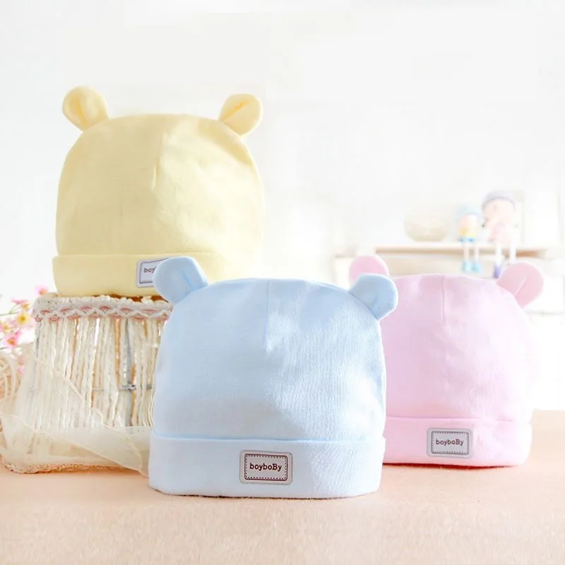 Baby Hat For Newborn Solid Color Cap Kids Bunny Hats Children Soft Cotton Breathable Sweat-Absorbent Boys Girls Baby Stuff baby hat