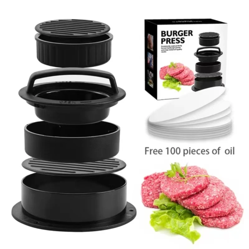 Circular Meat Pie Press Manual Hamburger Meat Pie Pressing Rice Ball Mold Kitchen Utensils Plastic Hamburger Pressing Tools