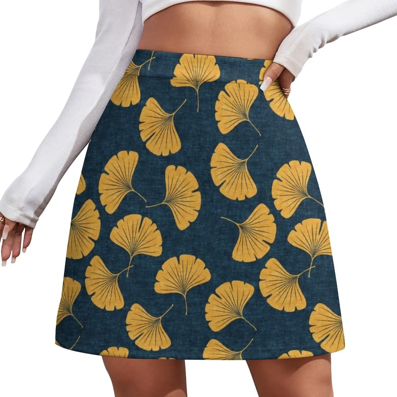 

Ginkgo biloba -gingko leaves- blue Mini Skirt skirts for women 2023 shorts Woman skirt