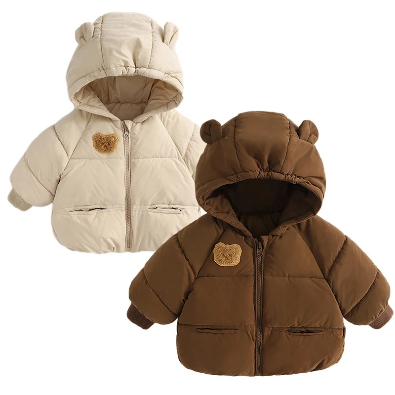 Cute Bear Winter Baby Coat Thicken Cotton Jacket for Boys Girls Clothes Kids Hooded Top Snow Outerwear Korean Costume 1-6Y kids jackets,winter cotton coat