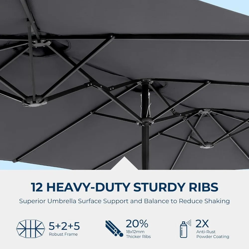 13ft Large Patio Umbrellas with Base Included, Rectangle Oversized Double Sided Umbrella Outdoor Patio for Pool, Market, Deck 4