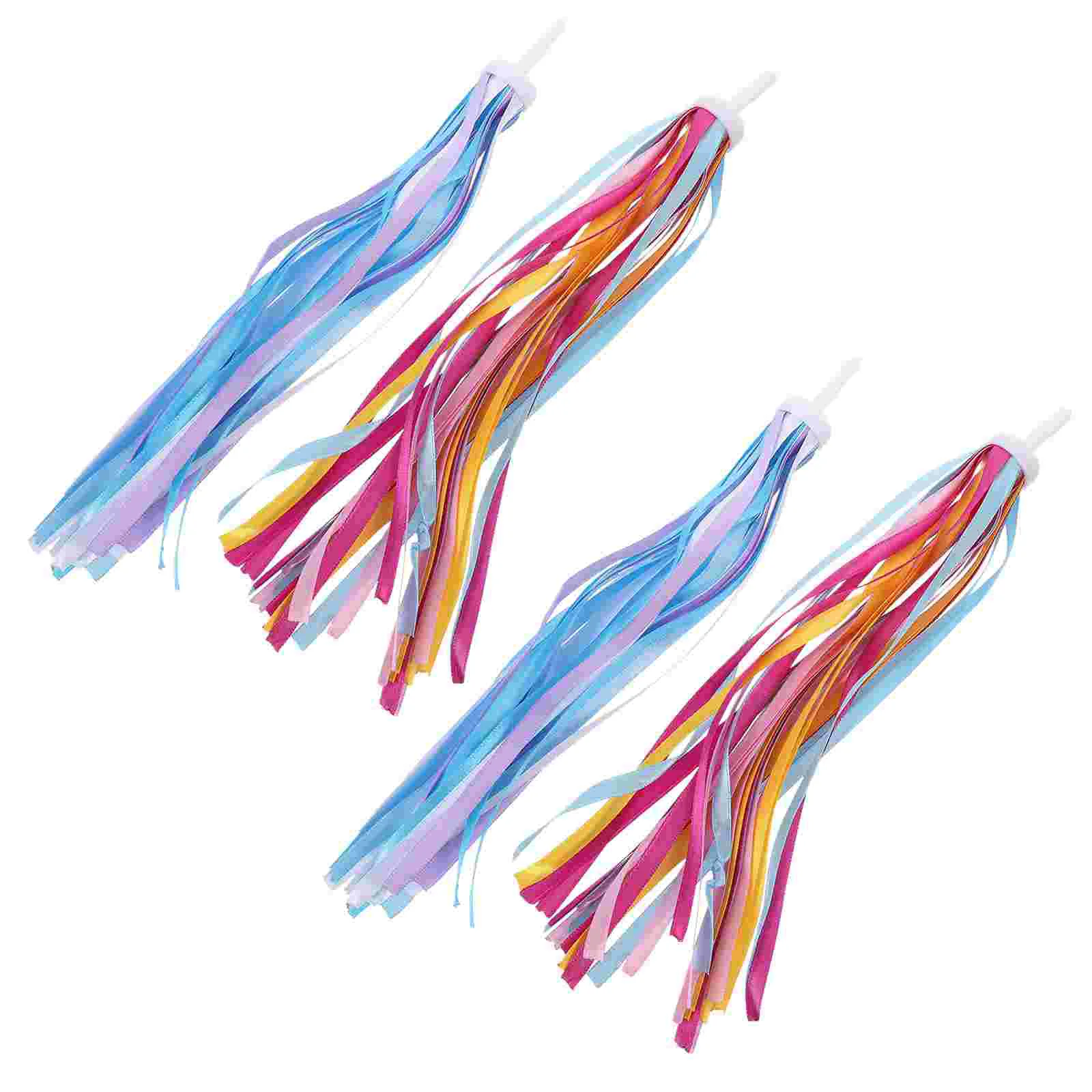 

2 Pairs of Tassel Ribbons Scooter Bike Handlebar Streamers Grip Ribbons for Bikes Girl children's