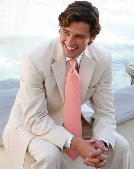 

Beige Champagne Casual Wedding Suits For Men Slim Fit 2 Piece Groom Tuxedo Custom Elegant Blazer Sets Terno Masculino Completo