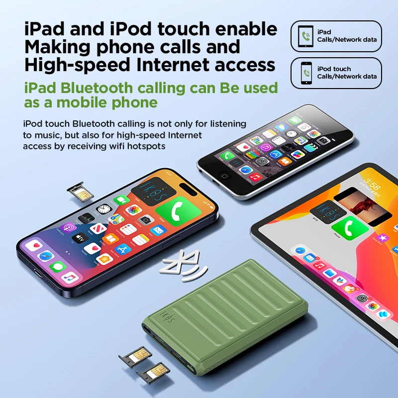 IKOS K7 4G Dual SIM Dual Stanby Adapter For iPhone/iPad 2 or 4 SIM Cards/SMS/Call Active Simultaneously WiFi Hotspod Data
