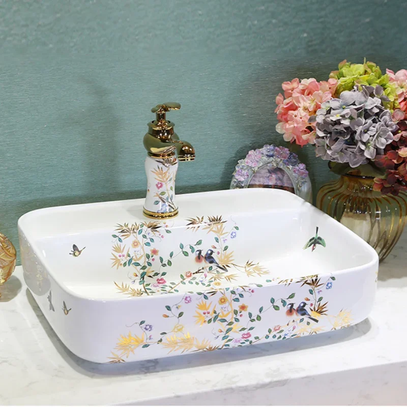 Art Ceramic Washbasin Bathroom Sink Lavatory Sink Ceramic Countertop Wash Basin Bathroom Vessel Sink Bowl for Vanity Top S6P4G4 1