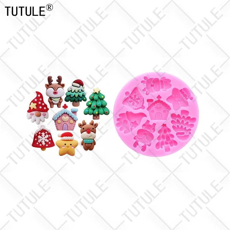 Weihnachtsstrümpfe Schneeflocke Silikonform Weihnachtsmütze Fondant Zucker Cupcake Bastelformen Tropfenkleber dekorative Epoxidharzform – Detail 10