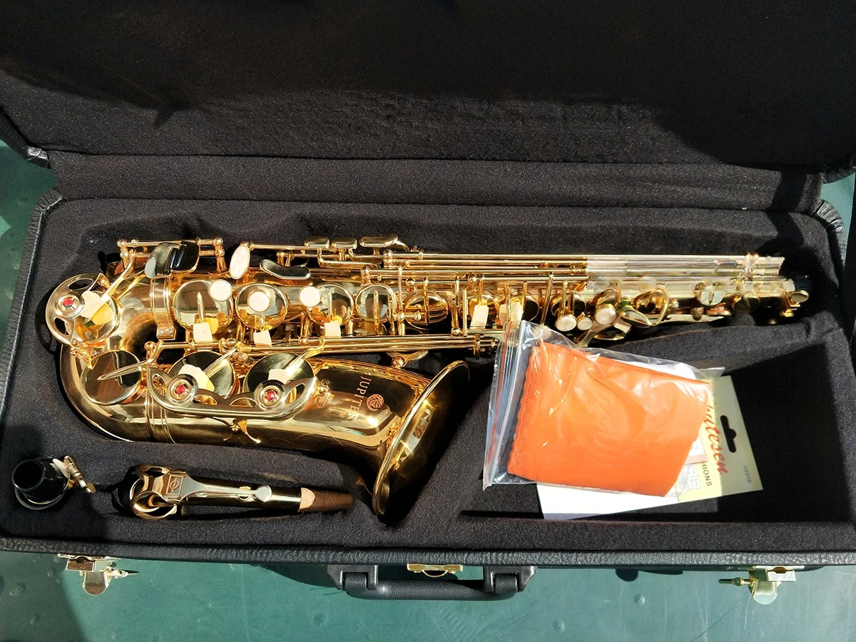 Jupiter JAS 500 New Eb Alto Saxophone Brass gold Plated Body Gold Lacquer Key E-flat Music Instruments Sax