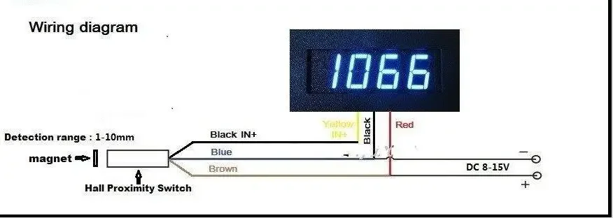 Digital Display Blue LED Tachometer RPM Speed Meter with Hall Proximity Switch Sensor NPN