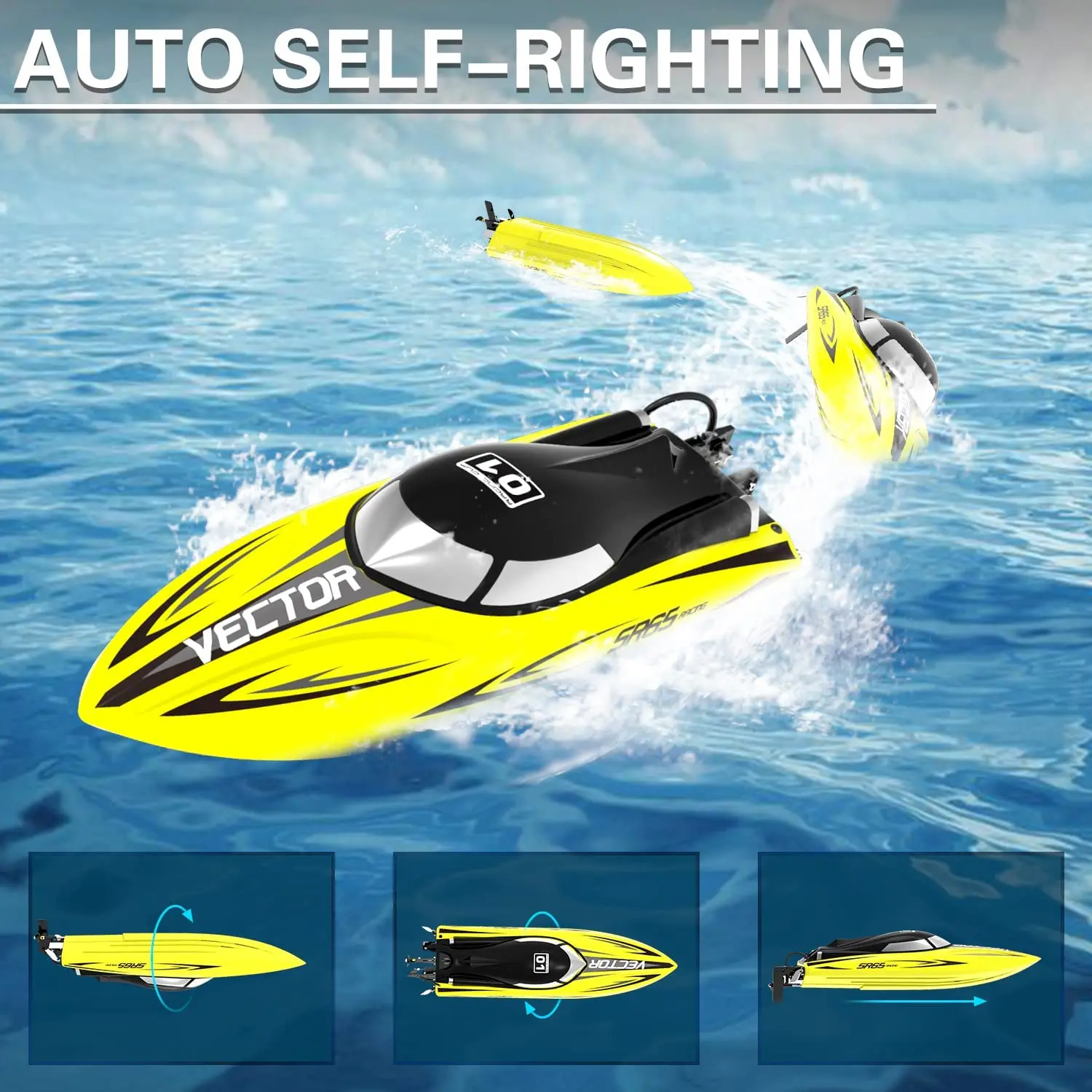 Bateau RC sans balais 65cm 2600KV 20A refroidi par eau - Jaune