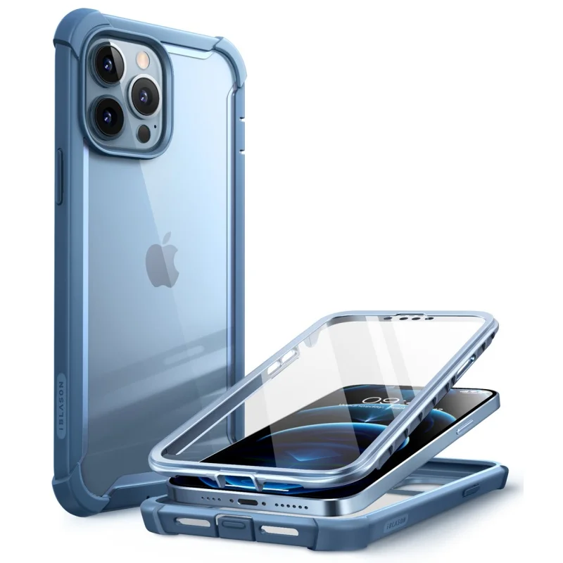 For iPhone 13 Pro Case 6.1 inch (2021 Release) I-BLASON Ares Dual Layer Rugged Clear Bumper Case with Built-in Screen Protector