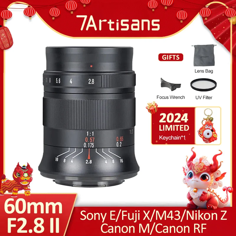 7 Artigiani 7 Artigiani 60Mm F2.8 Ii Aps-C Obiettivo Macro Per Canon Ef-M Canon Rf R6 Sony E Nikon Z Z50 Fuji Xf Xe3 M4/3 Leica L Mount