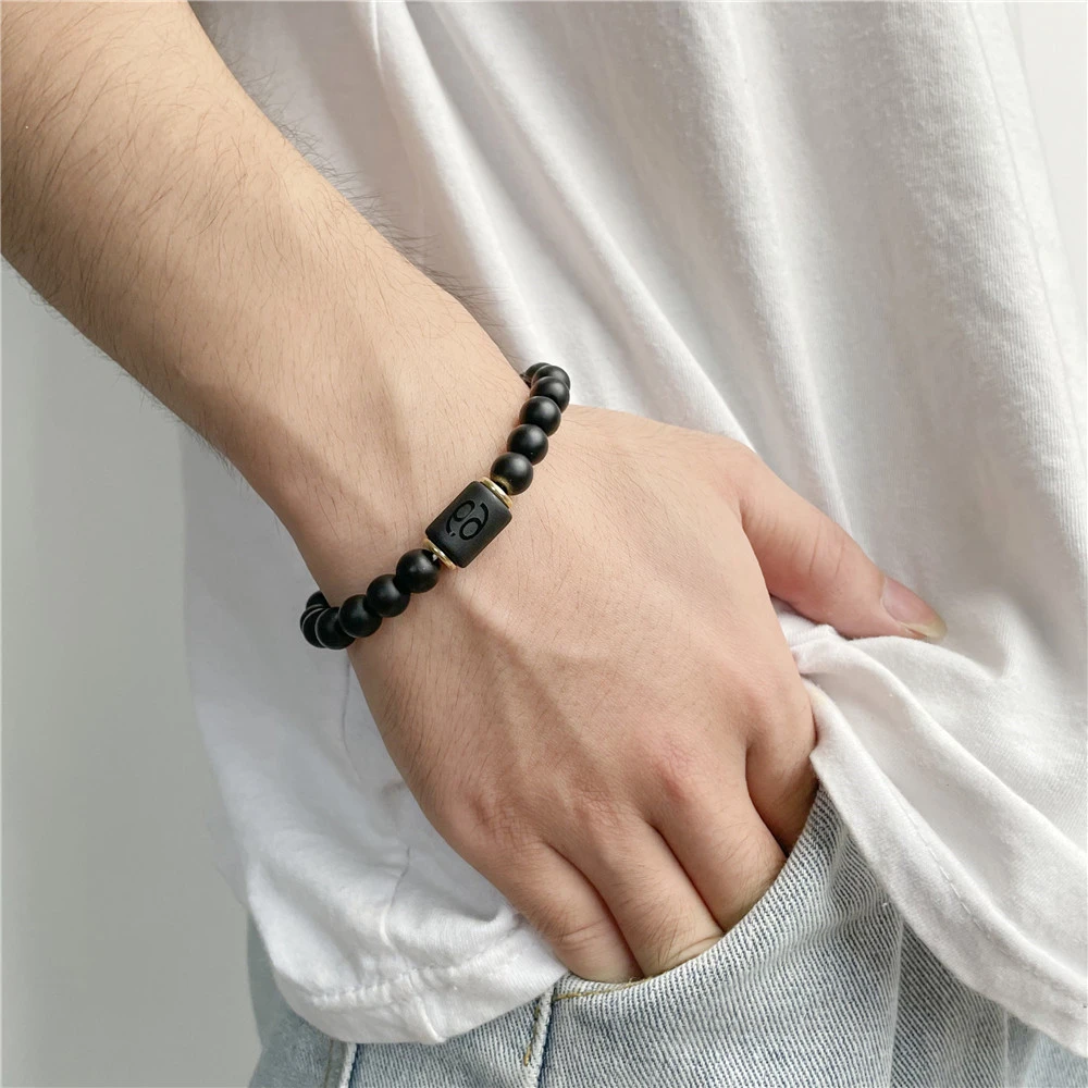 Fashion Zodiac Bracelets For Women Men Matte Black Agate Beads Wristbands Couple Gifts Jewelry Beaded Bracelets 6 Fashion Zodiac Bracelets For Women Men Matte Black Agate Beads Wristbands Couple Gifts Jewelry Beaded Bracelets 6