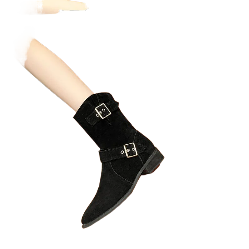 NEW Shoes Female 2024 High Quality Slip-on Square Heel Boots Autumn Fashion Women's Boots Pointed Women's Single Shoes Fashion