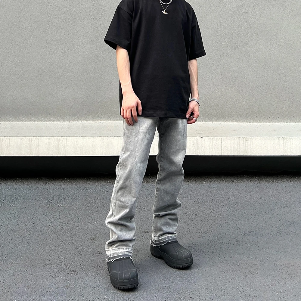 Skinny Jeans Men Gray Summer High Street Pantalones Hombre Simple Slim Trousers Streetwear Vintage Fit Autumn Y2k Denim Pants 3