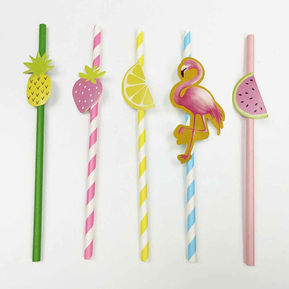 20Pcs DIY 3D Flamingo Paper Straws Drinking Straws for Wedding