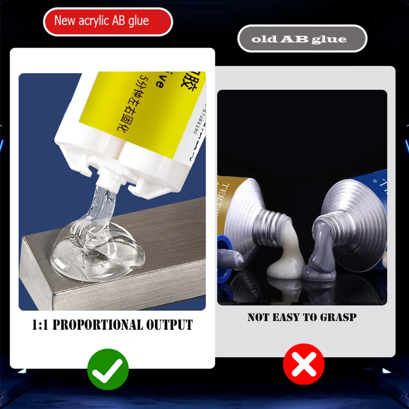 Acrylic Adhesive AB Glue 5 Minutes Quick-drying Transparent Strong Universal Glue for Metal Wood Stone Ceramic Waterproof 3