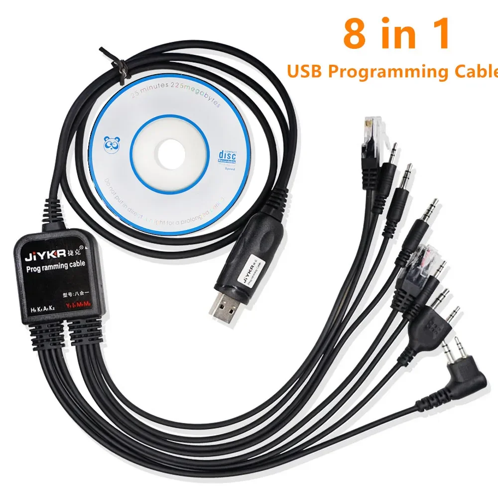 8 в 1 Многофункциональный USB-кабель для программирования с CD для рации Baofeng UV5R HYT Motorola, совместимый с несколькими радио