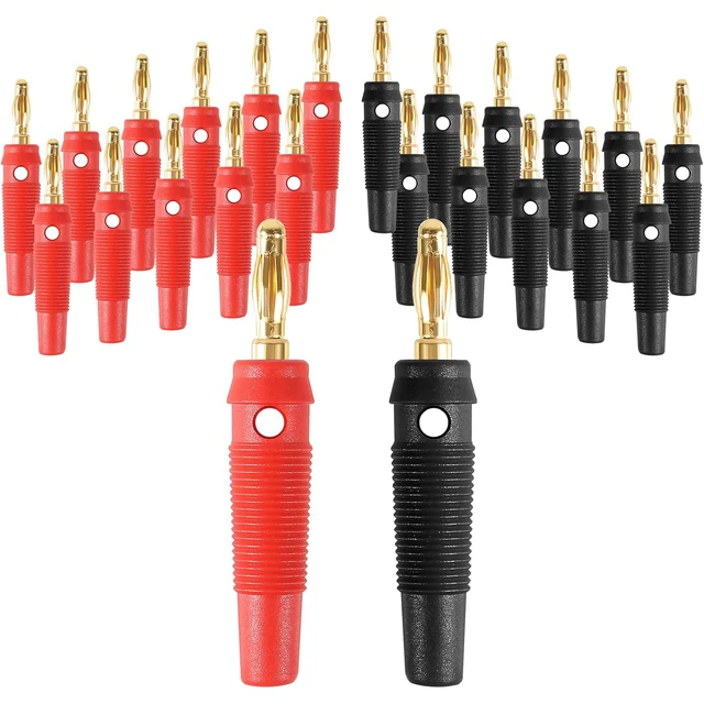 24Pcs 4mm Banana Plug 32A High Current Speaker Banana Plugs Stackable Screw Type Banana Connector Adapter