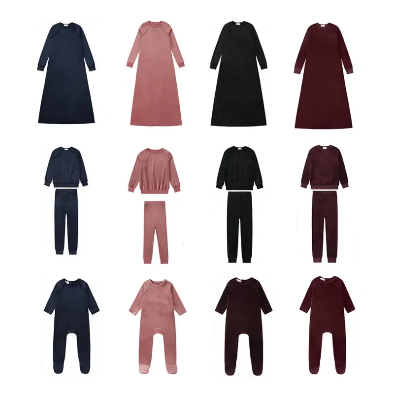 AP Lounge Collection velour raglan fall winter family matching set dress and romper clothes kids baby teen boys girls clothing