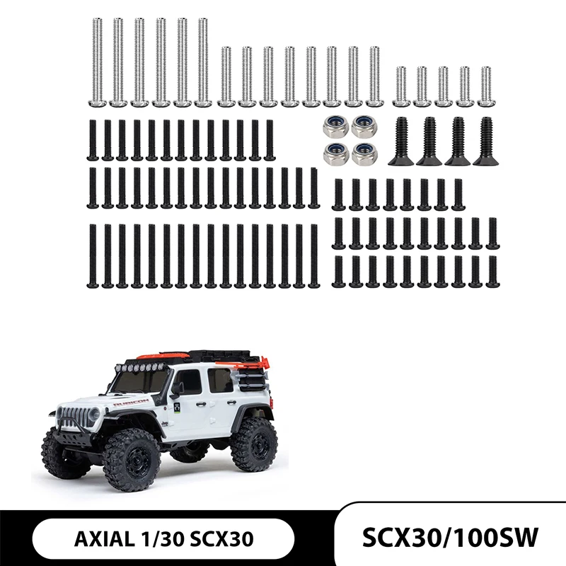 Set van 100 roestvrijstalen schroeven en moeren voor AXIAL SCX30 - M1.4 M1 M2