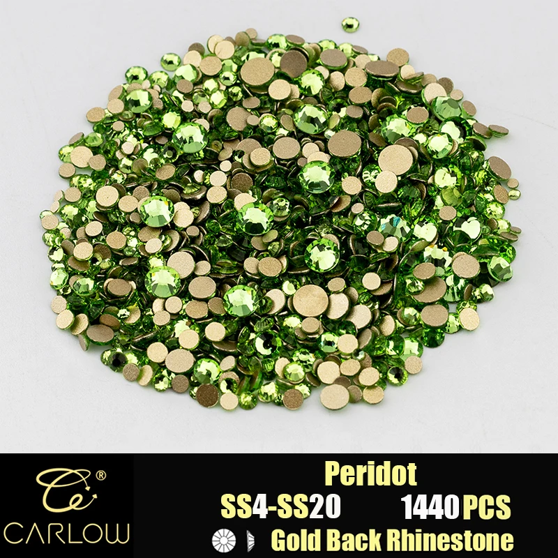 Shiny Gold Back Glass Crystal Rhinestones for DIY Crafts and Nail Art - 1440 Pieces