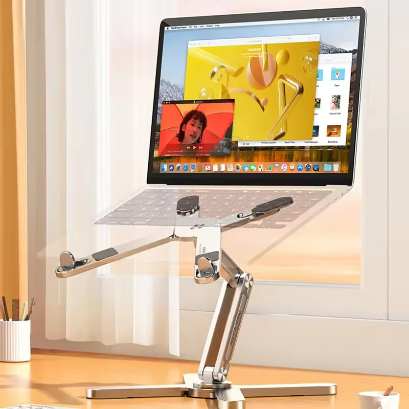 Foldable Laptop Stand 360&deg;Rotation Notebook Table Aluminum Alloy Holder Portable Book Tablet Bracket with Heat Dissipation