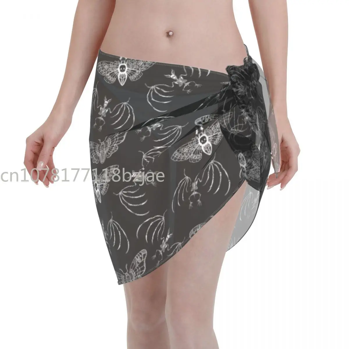 

Пикантные женские шифоновые Купальники Парео летучая мышь Мертвая голова мотыльная накидка саронг юбки принт пляжная одежда купальники бикини накидки
