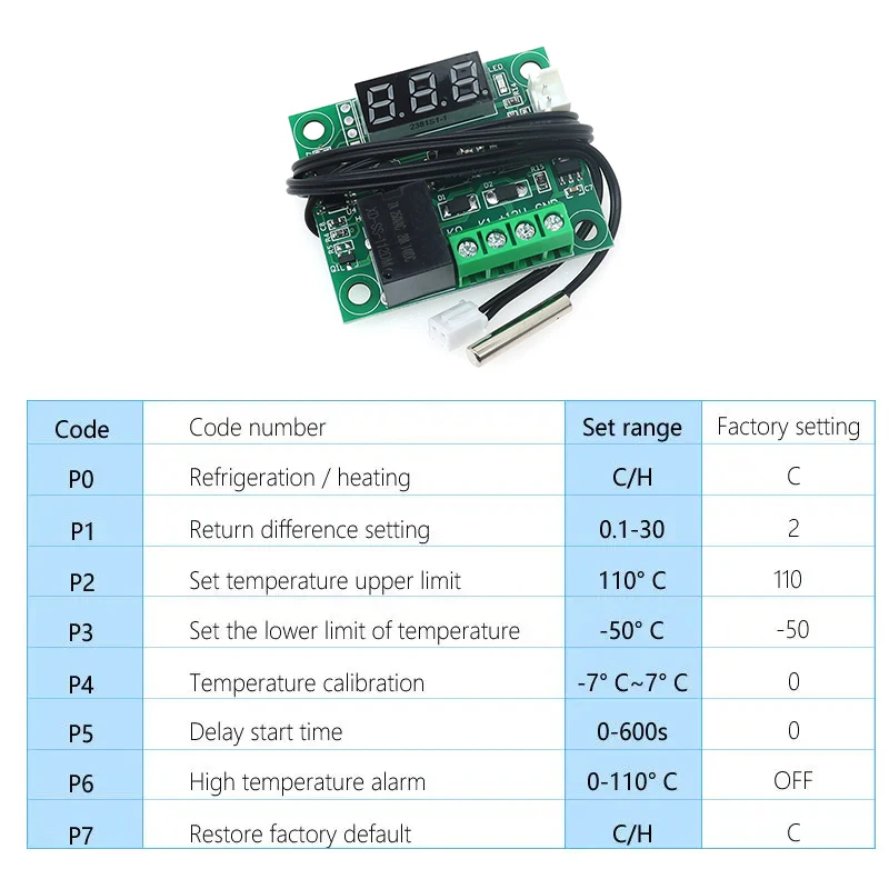 Termostato Digitale W1209 12V DC – Interruttore Controllo Temperatura Con Sensore 50-110°C