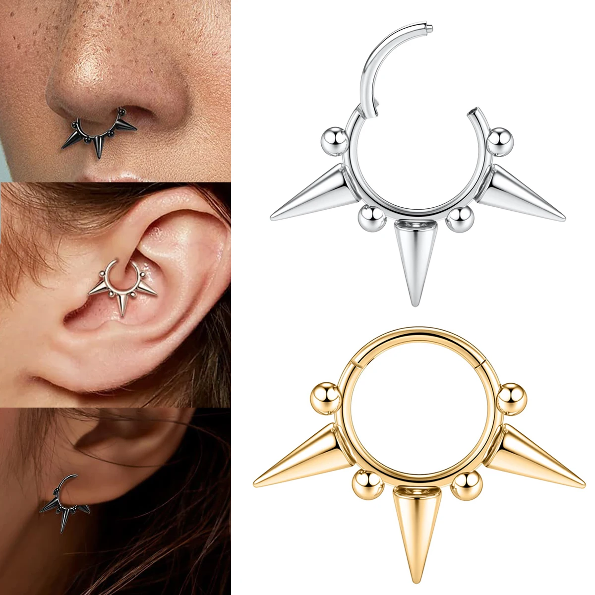 1-3PCS Titan 16G 1,2mm Klapp Nase Ring Hoop Septum Hoop Ring Tragus Rook Ring Piercing schmuck Lippe Labret Ring Set Knorpel