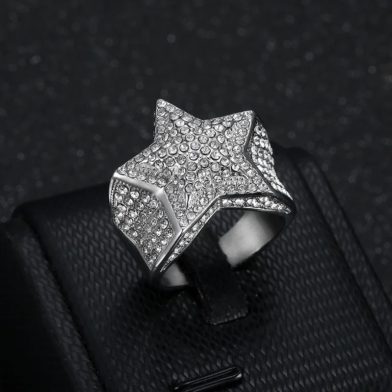 Rappers Wear Five Star Ring Buy Gangsta Hip Hop Rapper Bling Rings