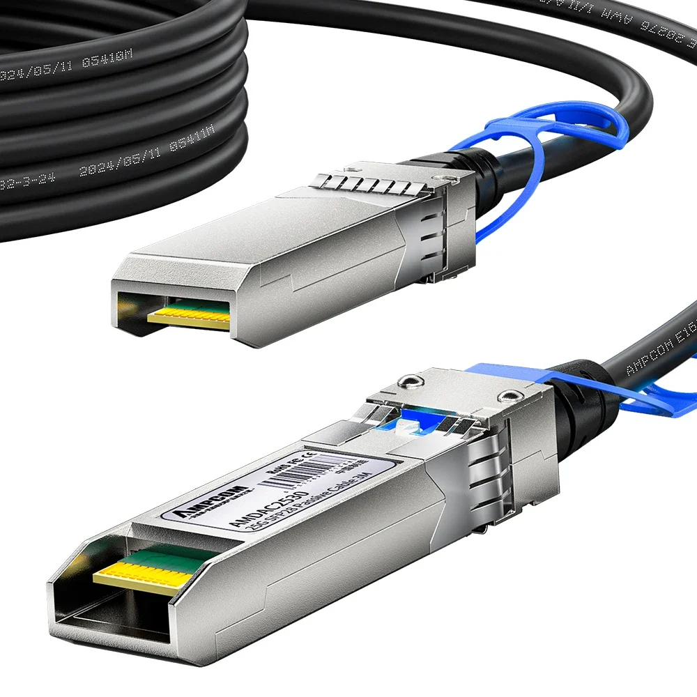 AMPCOM 25G DAC Cable SFP28 Passive Direct Attach Copper Twinax Cable for Cisco Mikrotik Ubiquiti Meraki