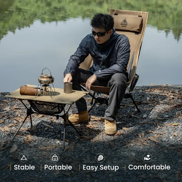 كرسي التخييم المحمول Tigerblade، كرسي خارجي عالي الظهر لصيد الأسماك والمشي لمسافات طويلة والشواء والحفلات والبستنة والاستخدام الداخلي
