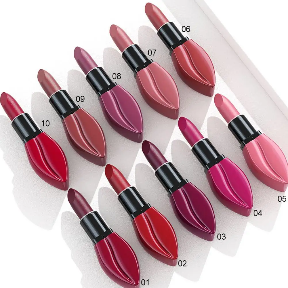 10 Color Lip Shape Matte Lipstick Waterproof Lasting Long Lasting Sexy Velvet Nude Lipsticks Lip Gloss Woman Cosmetics Wholesale