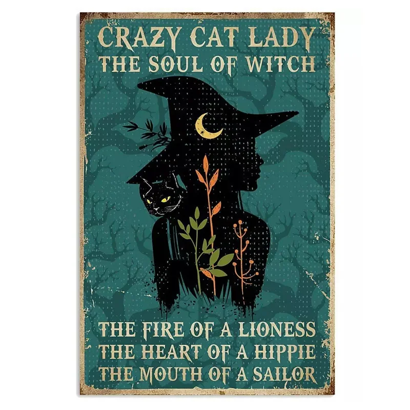 

Witch Poster Art Decor for Metal Tin Sign Warn Retro Novelty Music Bar Garage Restaurant Wall es-Metal Tin Signs, Home Kitchen W