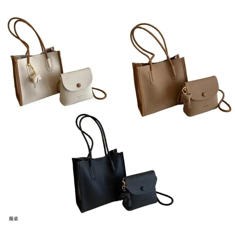 D0UD 2023 Shoulder Bag Bucket Bags Versatile Handbag with Small Crossbody Bag for Women Girl Solid Color Trendy Tote Bag