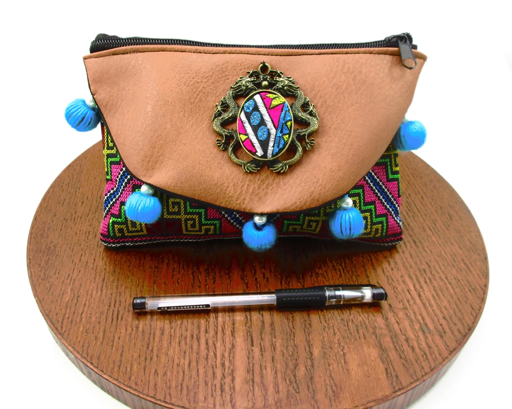 Bolso de mano Vintage Hmong Thai indio bordado, de mano bohemio Hippie étnico, bolsa de cosméticos, SYS 589| | - AliExpress